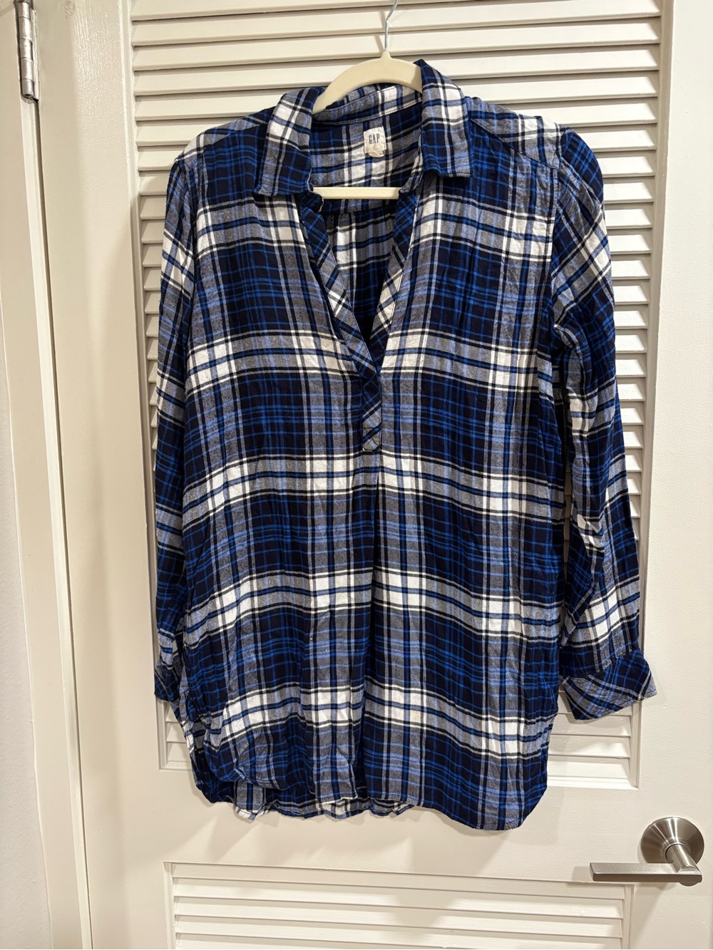 GAP Blue and White Plaid Button-Front Tunic